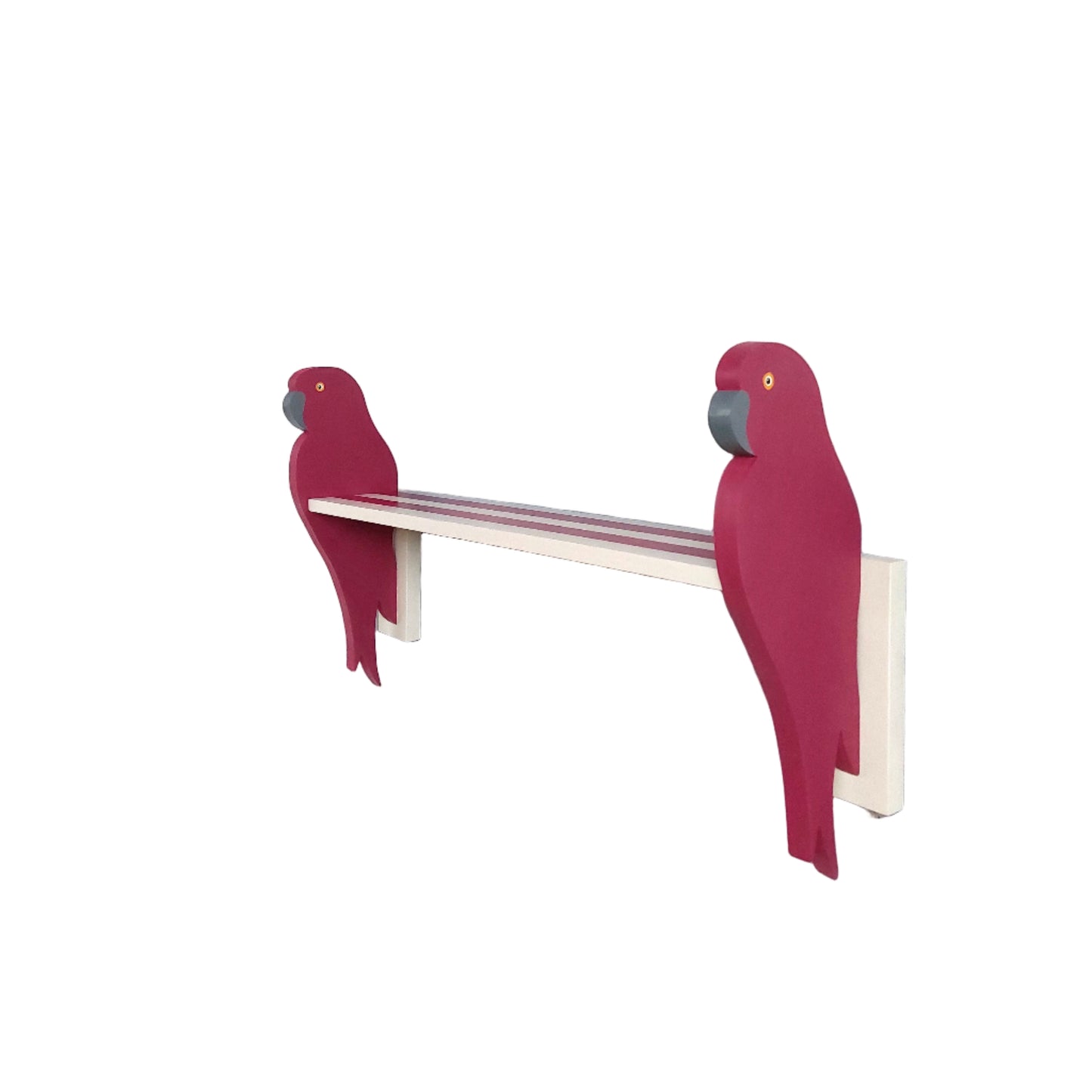 Red parrot-shaped wall shelf