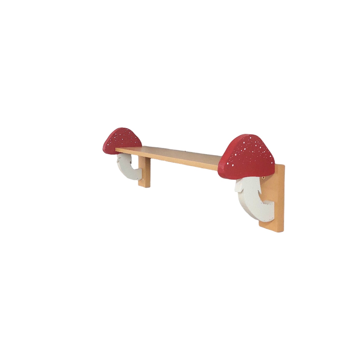Children's shelf in the shape of a red mushroom