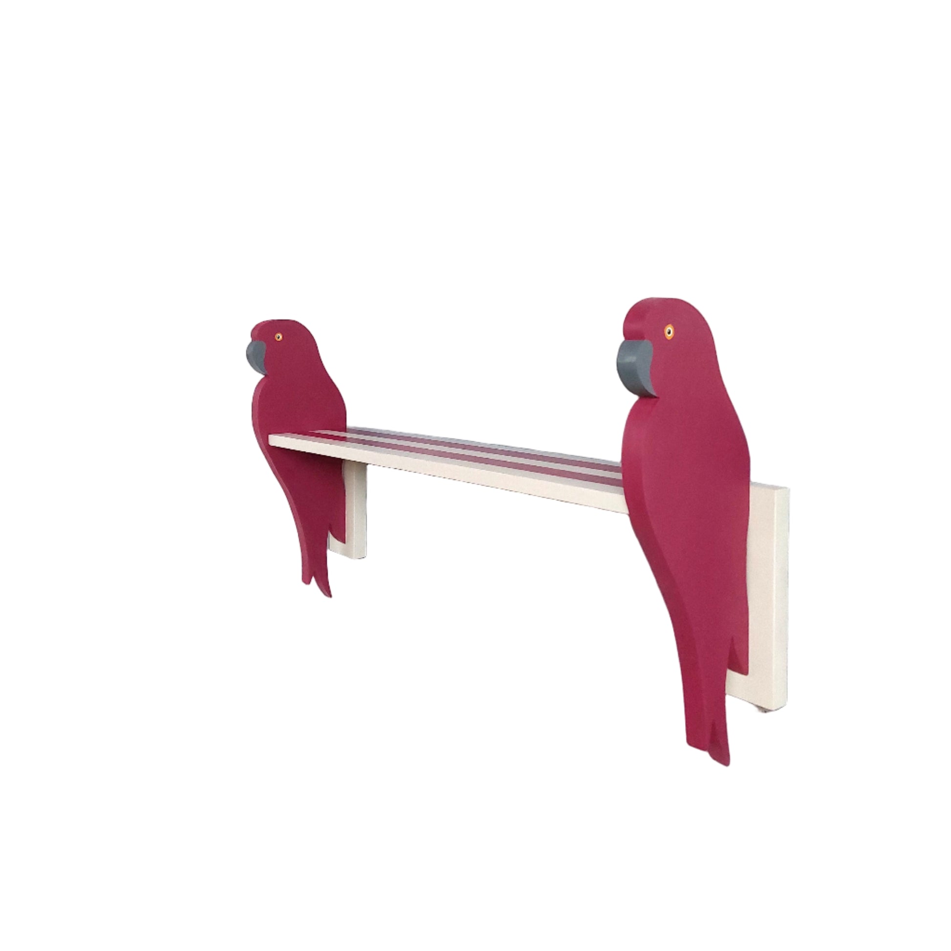 Red parrot-shaped wall shelf