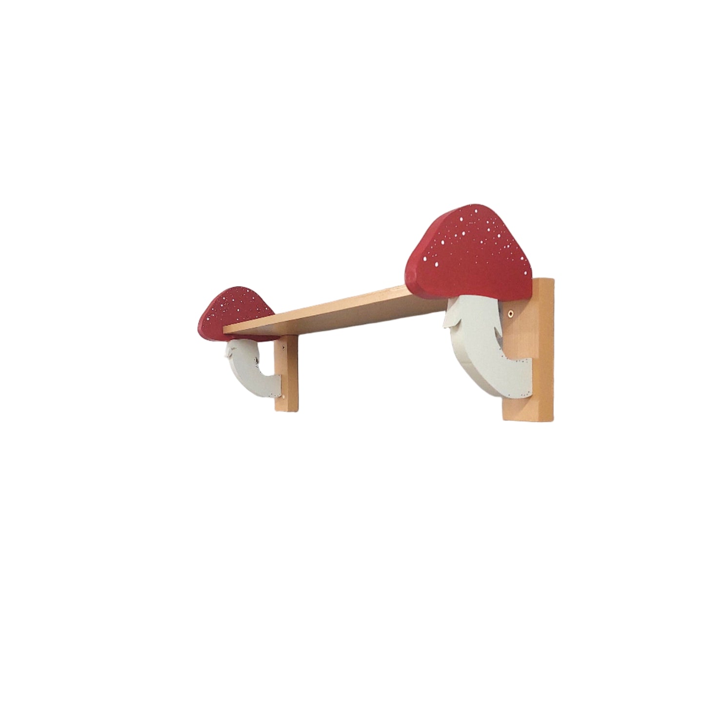 Wall shelf with mushroom brackets