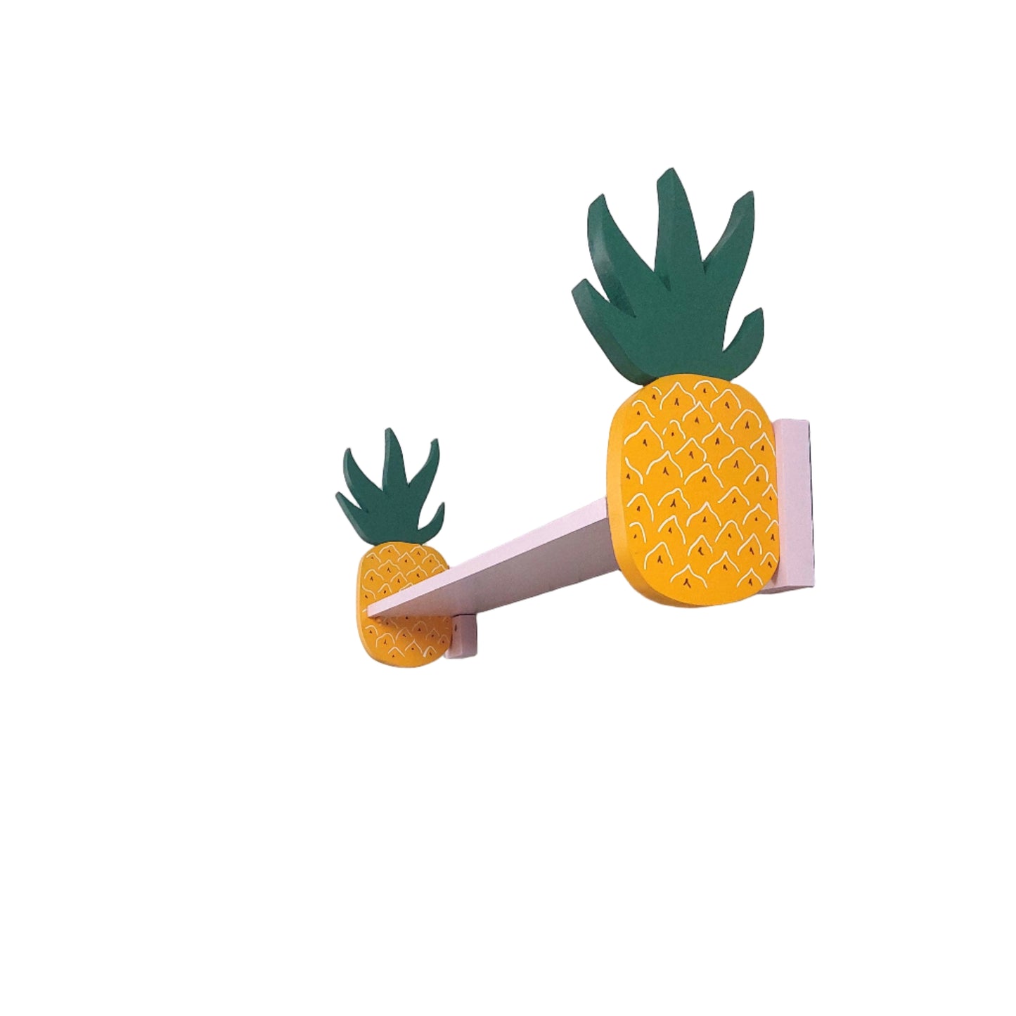 A display shelf with brackets in the shape of pineapples