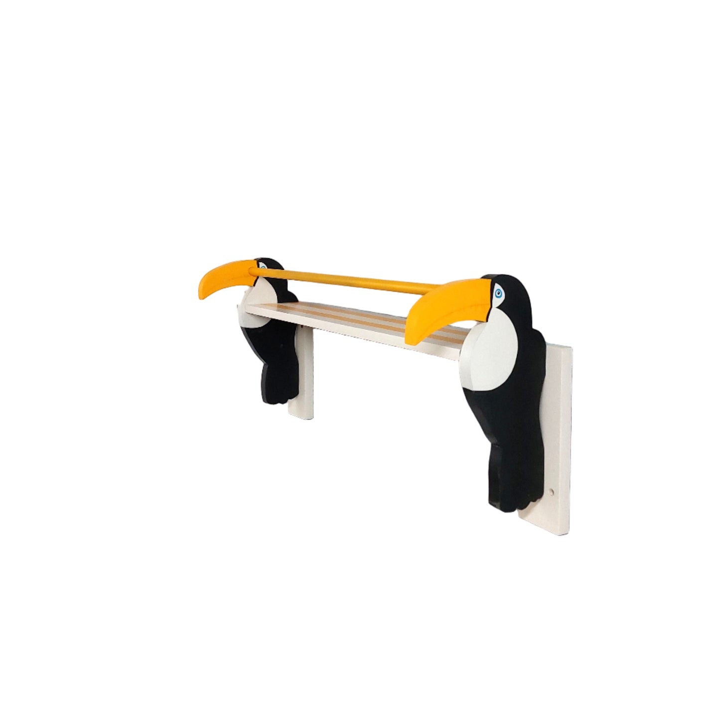 Toucan with Orange Striped Bookshelf